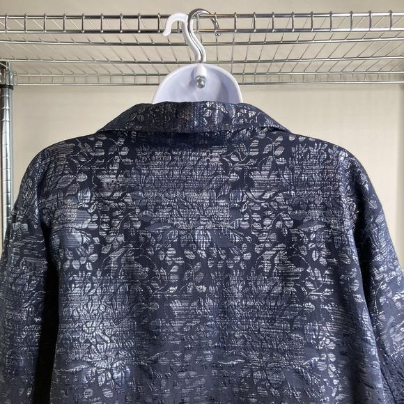 Susan Graver Women's Metallic Floral Shirt Jacket‎ Est. Size 2X Statement Boho - Picture 10 of 11